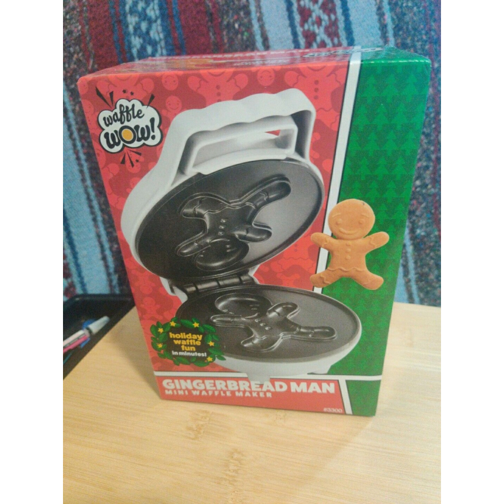 NEW Waffle WOW! Gingerbread Man Mini Waffle Maker Unopened and Unused